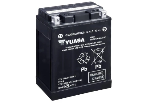 Motocyklowy akumulator AGM 12,6Ah/12Ah 210A [SAE] YUASA YTX 12V YTX14AH-BS