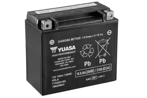 Motocyklowy akumulator AGM 18,9Ah/18Ah 310A [SAE] YUASA YTX 12V YTX20H-BS