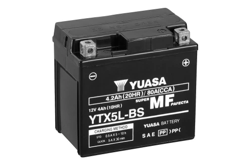 Motocyklowy akumulator AGM 4,2Ah/4Ah 80A [SAE] YUASA 12V YTX5L-BS
