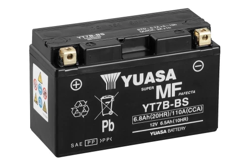 Motocyklowy akumulator AGM 6,8Ah/6,5Ah 110A [SAE] YUASA 12V YT7B-BS