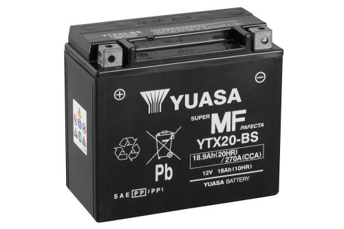 Motocyklowy akumulator AGM 18,9Ah/18Ah 270A [SAE] YUASA 12V YTX20-BS