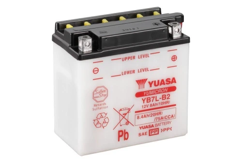 Motocyklowy akumulator 8,4Ah/8Ah 75A [EN] YUASA YuMicron 12V YB7L-B2