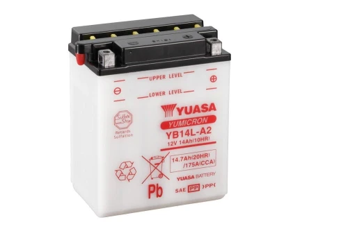 Motocyklowy akumulator 14,7Ah/14Ah 175A [EN] YUASA YuMicron 12V YB14L-A2